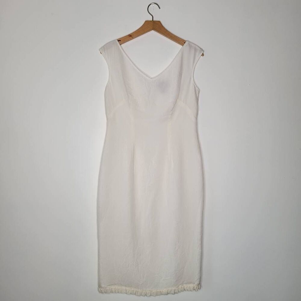 Vintage Finity Ivory 100% Silk Sleeveless Sheath Dress Size 10